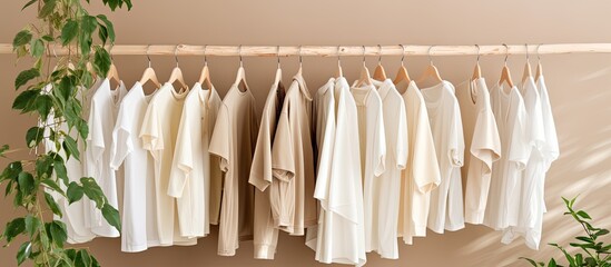 Sustainable handmade clothes made from natural materials and vegetable dyes on display