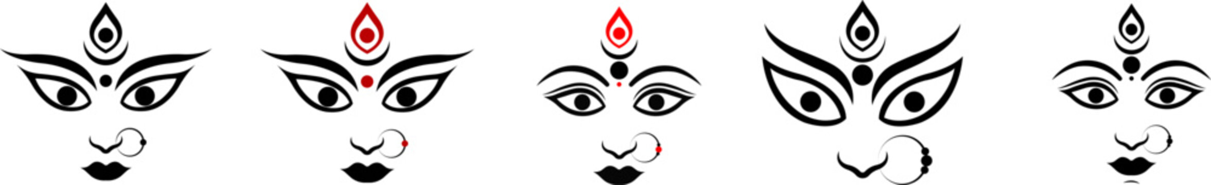 Durga Face illustration for the Happy Durga Puja Celebration