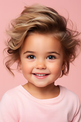 studio shot portrait of small toddler child caucasian girl
