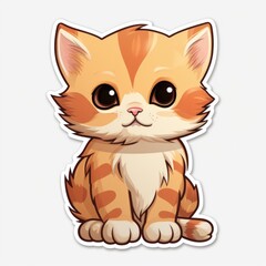 Obraz premium Cute cartoon kitten on white background, digital sticker