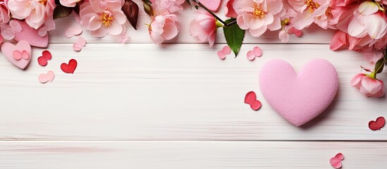 Valentine s day themed table d cor on a wooden surface