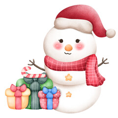 snowman with gift