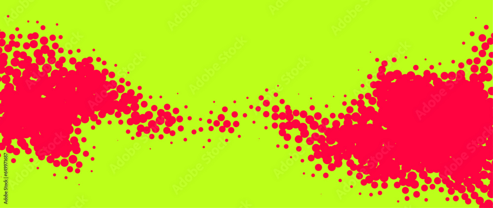 Poster pink and green round spray gradient halftone dots backgrounds with space for text.