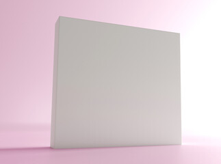 3D exhibition stand. White blank promotion. White empty geometric square. Presentation event room display. Blank wall.