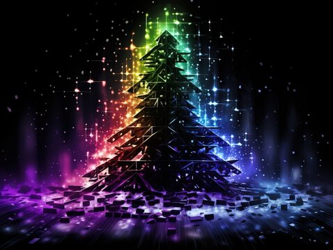  image of a pixel art style christmas tree