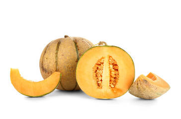 Sweet melons on white background
