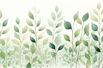 Leaves isolated on a white background in watercolor style
