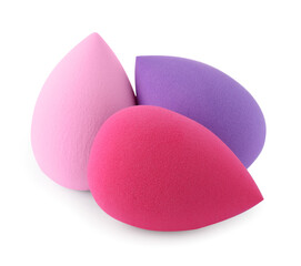 Many different make up sponges isolated on white