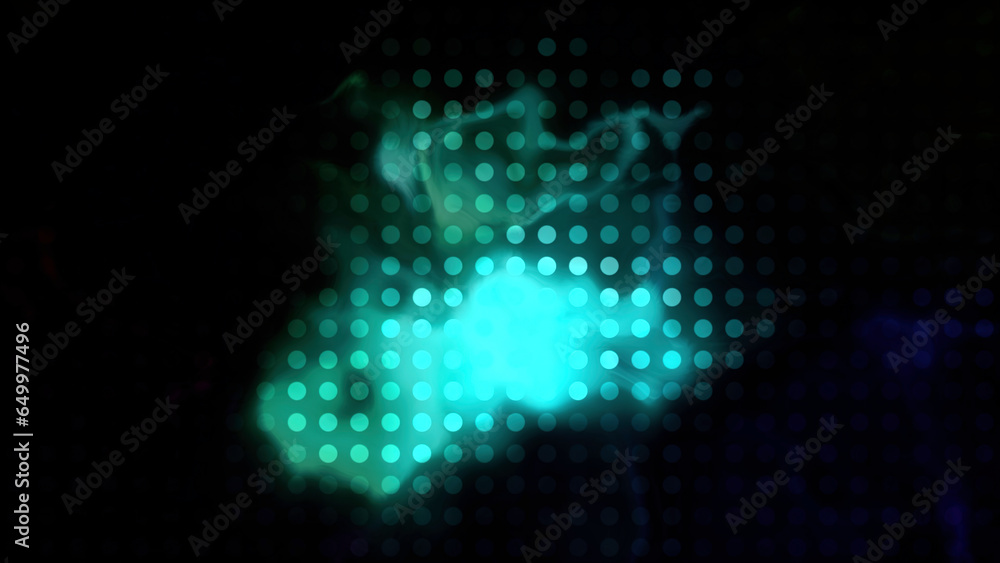 Poster rows of tiles and colorful stains surrounded by black background. motion. moving colorful shapes and