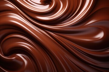 Chocolate wavy swirl background. Abstract satin chocolate waves, brown color flow