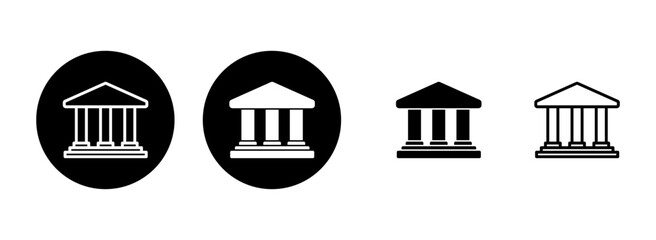 Bank icon set illustration. Bank sign and symbol, museum, university