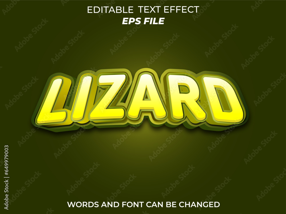 Poster lizard text effect . font editable, typography, 3d text. vector template