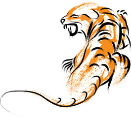 Grunge tiger art, tiger Drawing brush strokes vector, Grunge Paint tiger Vector brush Stroke, Chinese's Tiger Year of the Ink Painting,