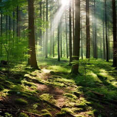  Forest with dappled sunlight
