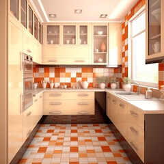 3d rendering of a bright kitchen
