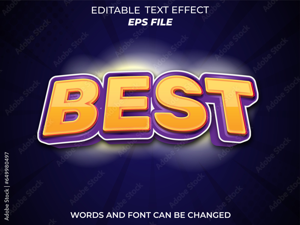Poster best text effect, font editable, typography, 3d text. vector template