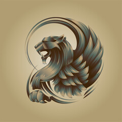 Roaring griffin profile portrait logo template