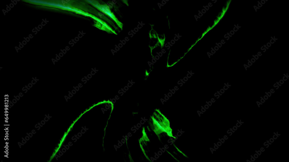 Poster dark background with a deep portal. motion. green and purple tunnel in 3d format that moves deeper.