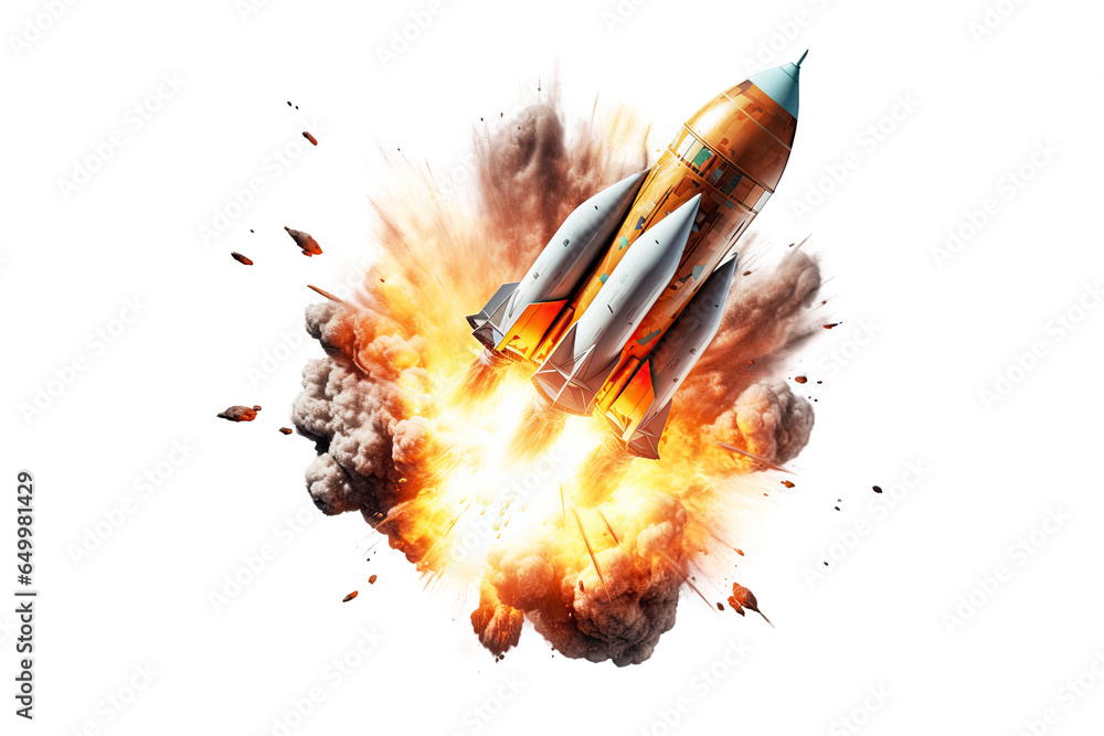 Sticker a rocket launch isolated on white background - generative ai