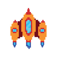 Fototapeta premium battle ship pixels orange