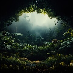 Fototapeta na wymiar Fresh exotic jungle background with lots of copy space