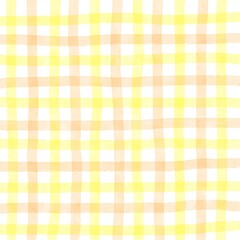 Yellow Orange Gingham Check Hand Drawn Background
