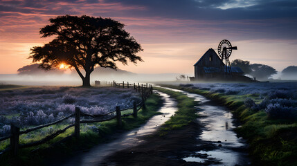 Morning mist on the country side