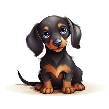 cartoon style dachshund isolated on a white background created with generative ai