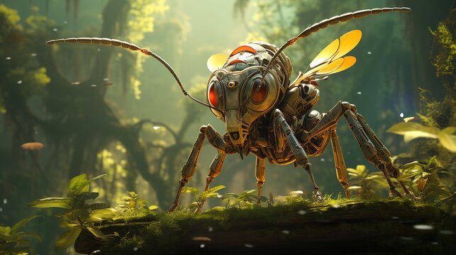 robotic ant spy, digital art illustration, Generative AI