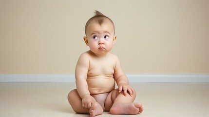 A young boy with a puzzled expression, full of questions and curiosities about the world around him. Generative AI.