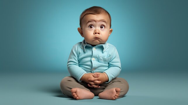 A young boy with a puzzled expression, full of questions and curiosities about the world around him. Generative AI.