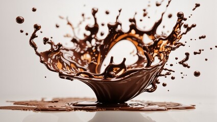 A chocolate splash isolated on white background