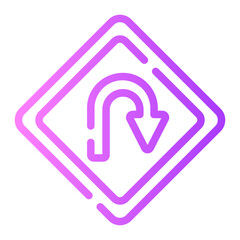 turn Line Gradient Icon