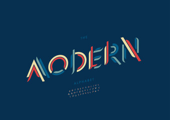 Vector of stylized modern font and alphabet