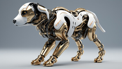 Dog future artificial android metallic technology white modern cyborg intelligence science robot