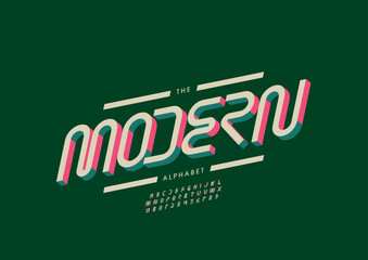 Vector of stylized modern font and alphabet