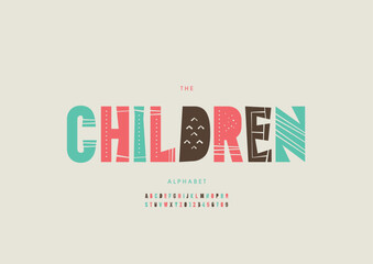 Vector of stylized modern font and alphabet