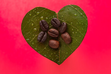 coffee beans heart
