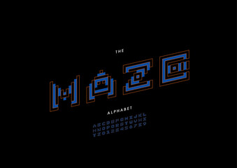 Vector of stylized modern font and alphabet