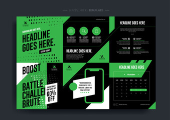 Vector of modern stylized social media post and template