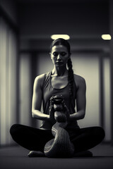 Fototapeta na wymiar Portrait of a Young Woman Practicing Yoga in Cobra Pose with Blurred Background