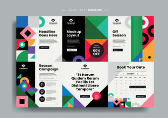 Vector of modern stylized social media post and template