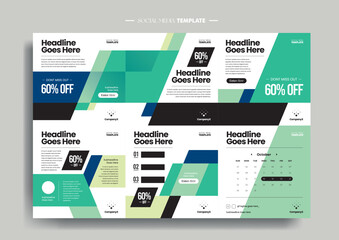 Vector of modern stylized social media post and template