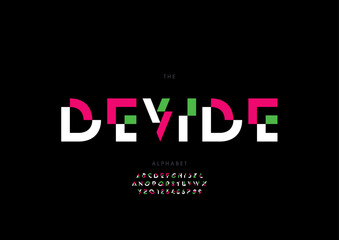 Vector of stylized modern font and alphabet