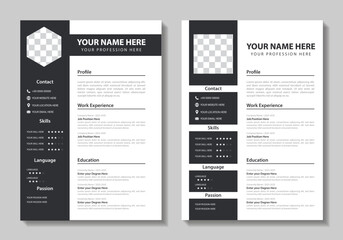 Clean Modern Resume and Cover Letter Layout Vector Template for Business Job Applications, Minimalist resume cv template, Resume design template, cv design, multipurpose resume design minimal Design