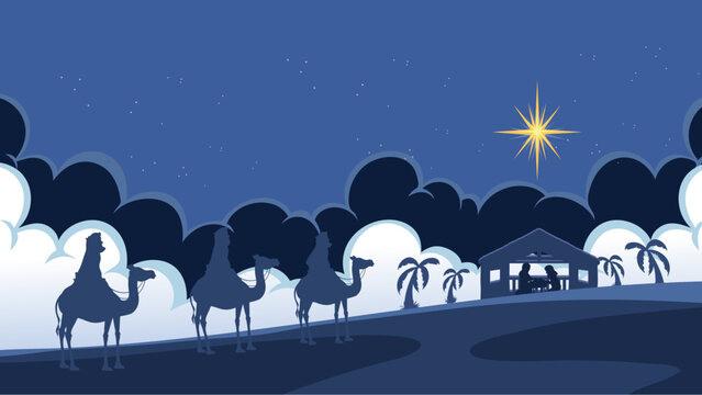 Silhouette of Blue Desert: Birth of Jesus
