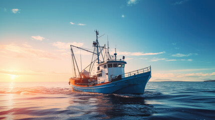 Crab Fishing Trawler at North Sea - obrazy, fototapety, plakaty