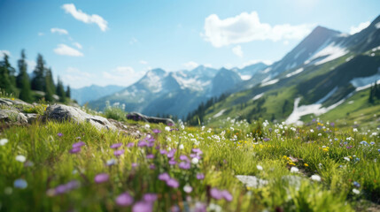Fototapeta na wymiar Alpine meadows hike