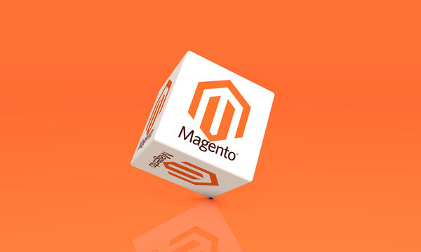 magento, Social Media Concept, Online communication applications. 3D Visual Design