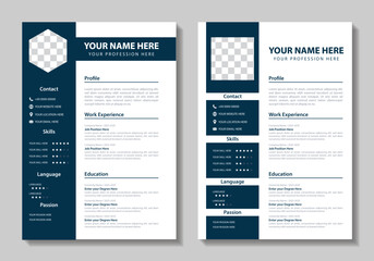 Clean Modern Resume and Cover Letter Layout Vector Template for Business Job Applications, Minimalist resume cv template, Resume design template, cv design, multipurpose resume design minimal Design